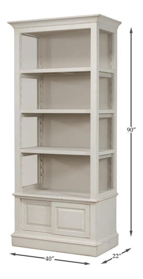 Zoey Bookcase Open Shelves Antique White Bookcases LOOMLAN By Sarreid