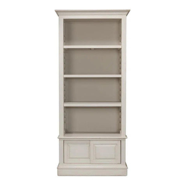 Zoey Bookcase Open Shelves Antique White Bookcases LOOMLAN By Sarreid