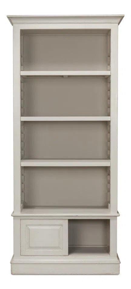 Zoey Bookcase Open Shelves Antique White Bookcases LOOMLAN By Sarreid