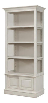 Zoey Bookcase Open Shelves Antique White Bookcases LOOMLAN By Sarreid