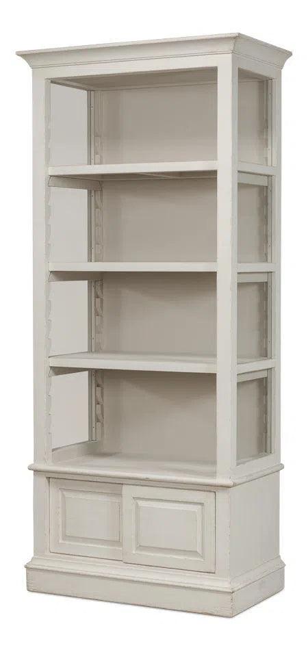 Zoey Bookcase Open Shelves Antique White Bookcases LOOMLAN By Sarreid