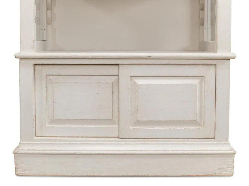 Zoey Bookcase Open Shelves Antique White Bookcases LOOMLAN By Sarreid