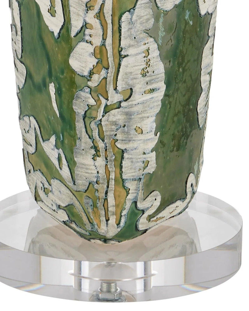 Zowan Ceramic and Optic Crystal Green Table Lamp Table Lamps LOOMLAN By Currey & Co