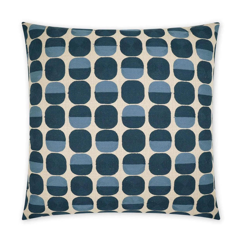 Zuri Prussian Circular Dots Blue Large Throw Pillow With Insert Throw Pillows LOOMLAN By D.V. Kap