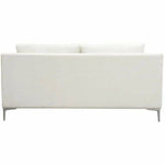 Loose Back Loveseat White Linen Silver Leg - LOOMLAN - Diamond Sofa - Sofas & Loveseats