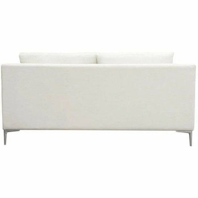 Loose Back Loveseat White Linen Silver Leg - LOOMLAN - Diamond Sofa - Sofas & Loveseats