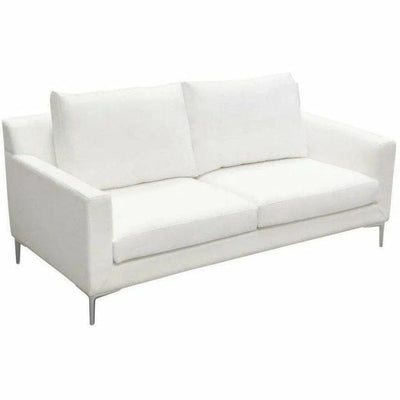 Loose Back Loveseat White Linen Silver Leg - LOOMLAN - Diamond Sofa - Sofas & Loveseats