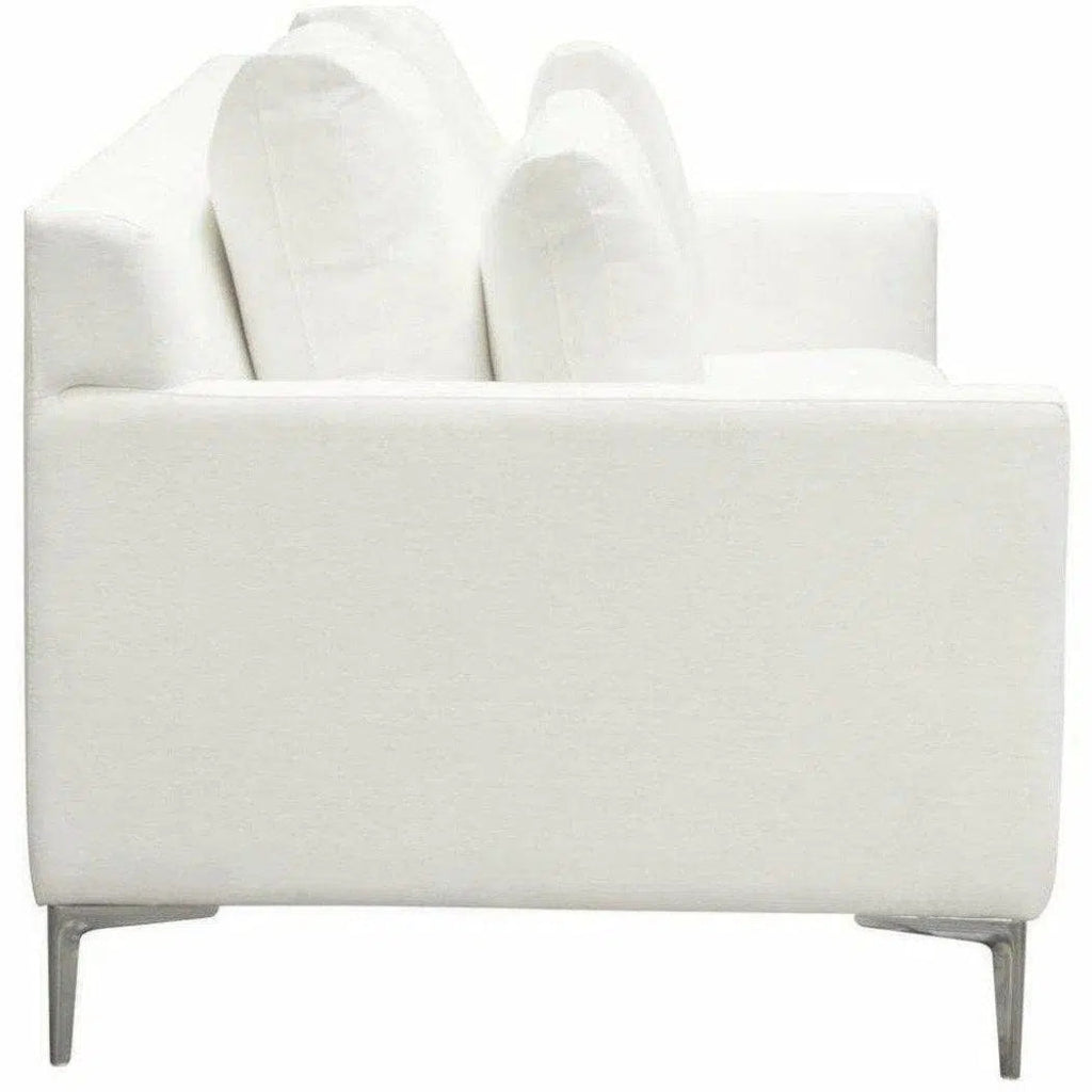 Loose Back Loveseat White Linen Silver Leg - LOOMLAN - Diamond Sofa - Sofas & Loveseats