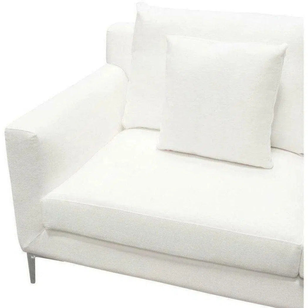 Loose Back Loveseat White Linen Silver Leg - LOOMLAN - Diamond Sofa - Sofas & Loveseats