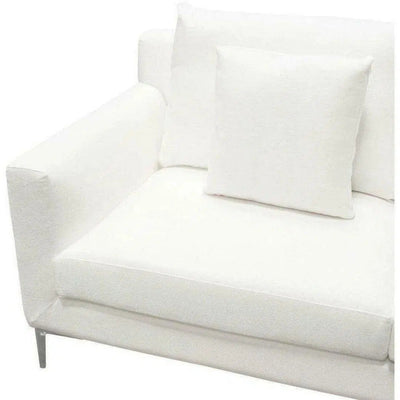 Loose Back Loveseat White Linen Silver Leg - LOOMLAN - Diamond Sofa - Sofas & Loveseats