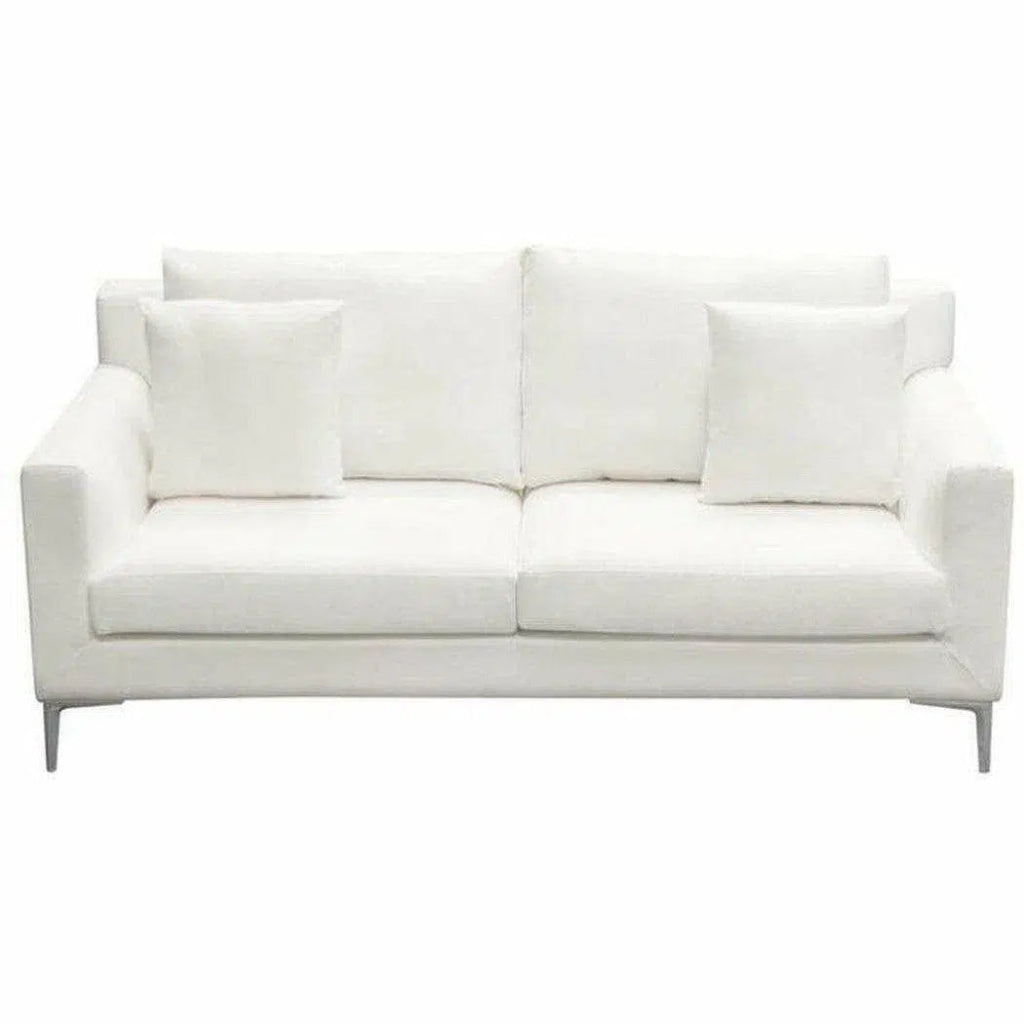 Loose Back Loveseat White Linen Silver Leg - LOOMLAN - Diamond Sofa - Sofas & Loveseats