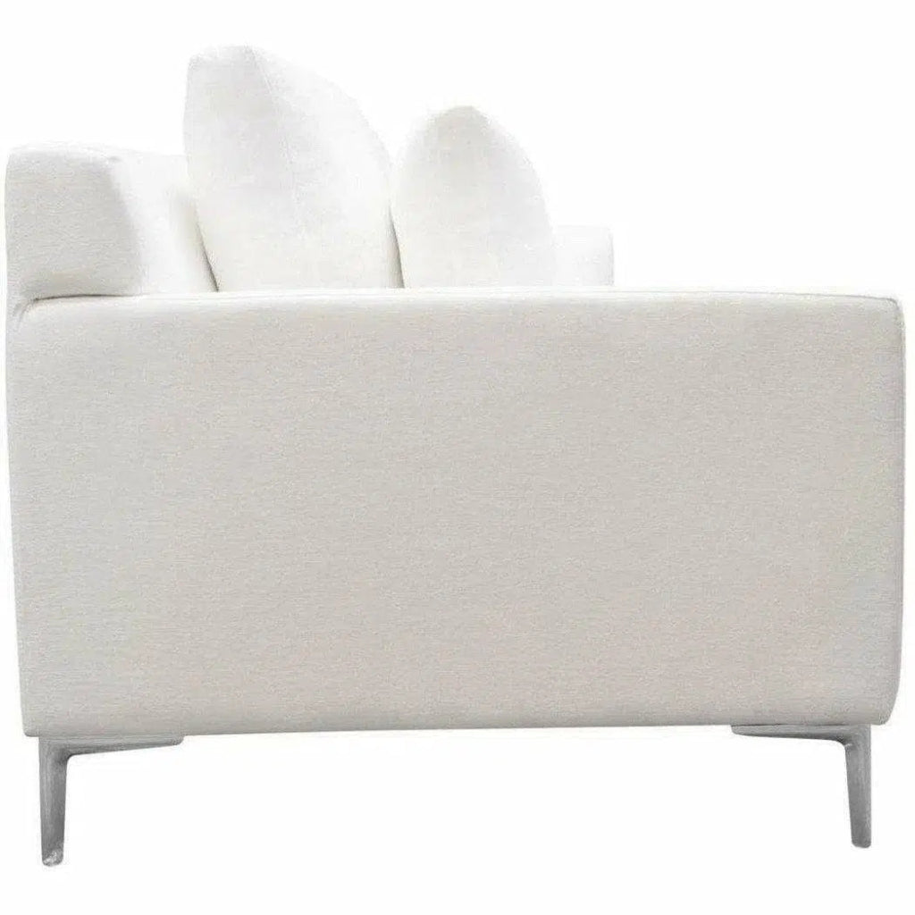 Loose Back Sofa White Linen Silver Leg - LOOMLAN - Diamond Sofa - Sofas & Loveseats