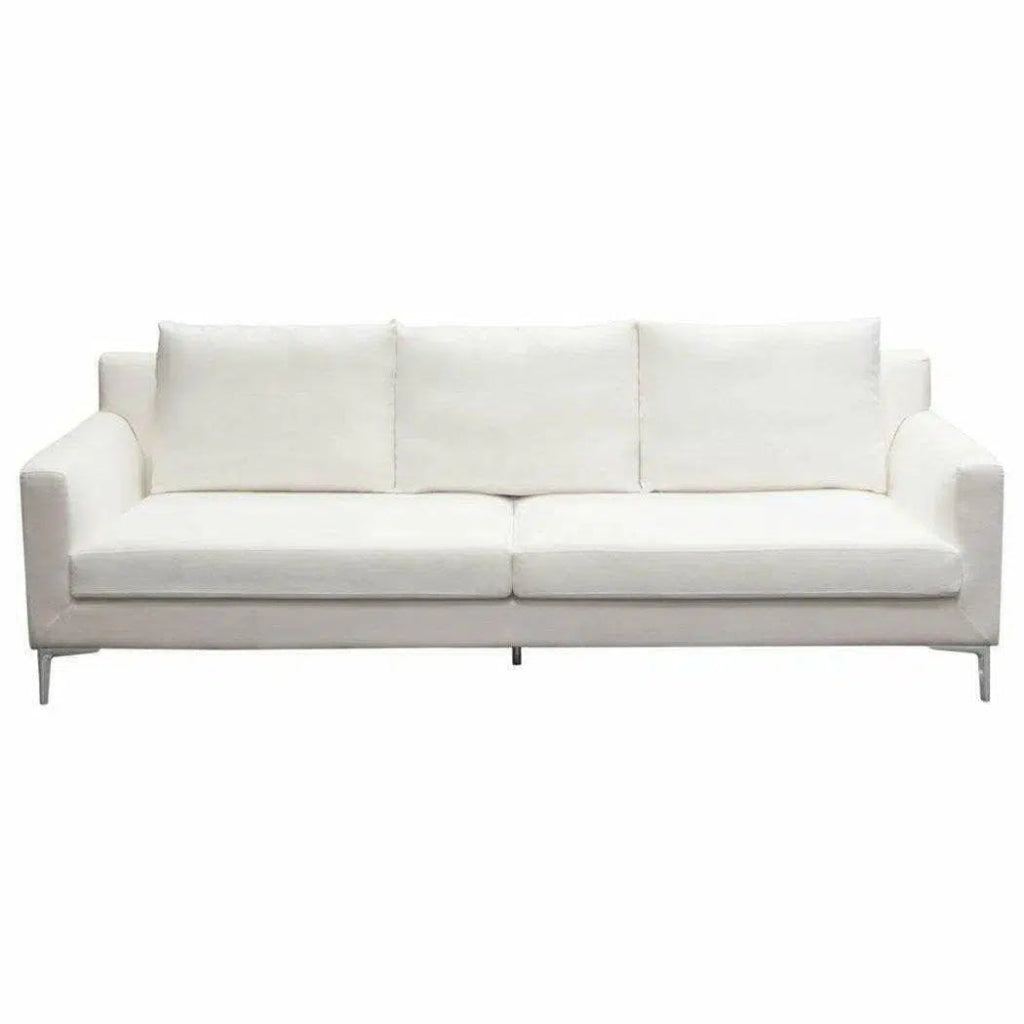 Loose Back Sofa White Linen Silver Leg - LOOMLAN - Diamond Sofa - Sofas & Loveseats