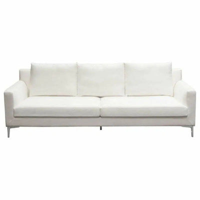 Loose Back Sofa White Linen Silver Leg - LOOMLAN - Diamond Sofa - Sofas & Loveseats