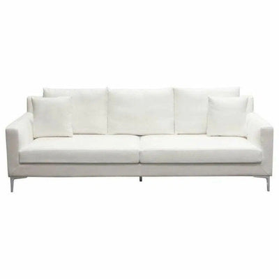 Loose Back Sofa White Linen Silver Leg - LOOMLAN - Diamond Sofa - Sofas & Loveseats