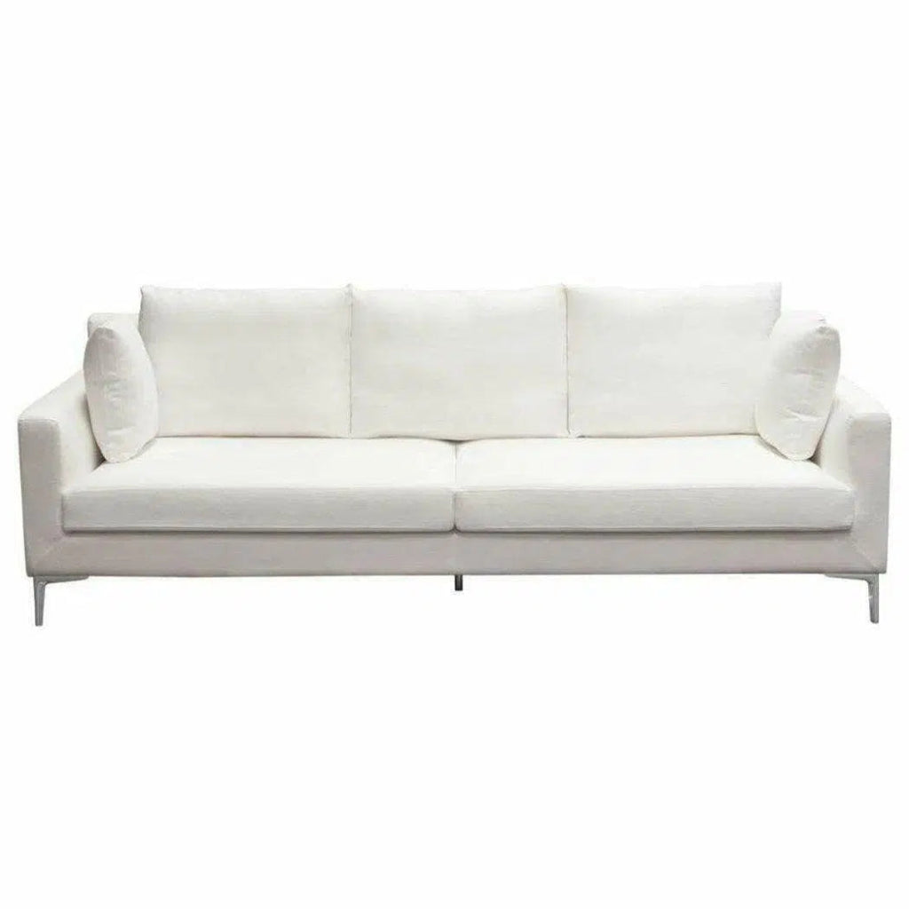 Loose Back Sofa White Linen Silver Leg - LOOMLAN - Diamond Sofa - Sofas & Loveseats