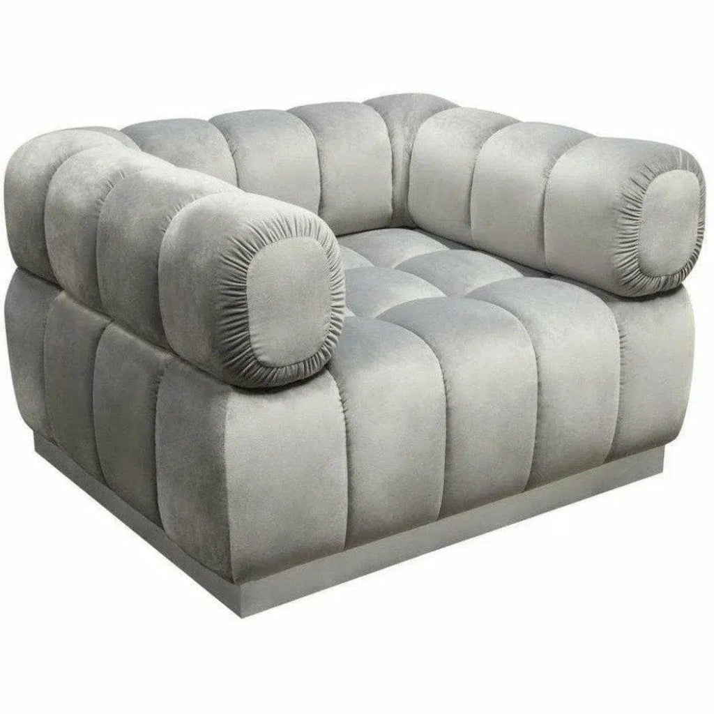 Low Profile Chair Platinum Grey Velvet Silver - LOOMLAN - Diamond Sofa - Club Chairs