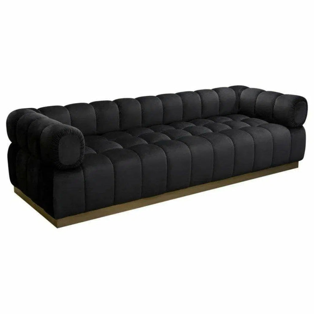 Low Profile Sofa in Black Velvet Gold Base - LOOMLAN - Diamond Sofa - Sofas & Loveseats