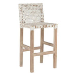 Lulua White Leather Counter Stool Teak Wood - LOOMLAN - Artesia - Counter Stools