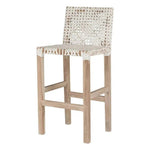 Lulua White Leather Counter Stool Teak Wood - LOOMLAN - Artesia - Counter Stools