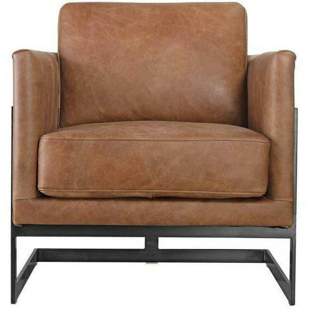 Luxley Brown Tan Leather Club Chair Style - LOOMLAN - Moe's Home - Club Chairs