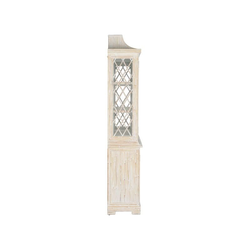 Lyford Cay Whitewashed Bamboo Breakfront - LOOMLAN - Chelsea House - Bookcases