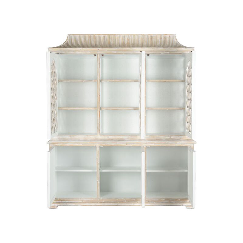 Lyford Cay Whitewashed Bamboo Breakfront - LOOMLAN - Chelsea House - Bookcases