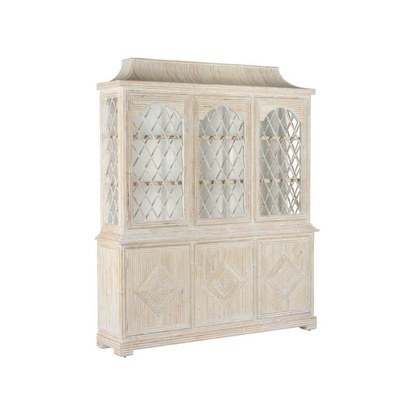 Lyford Cay Whitewashed Bamboo Breakfront - LOOMLAN - Chelsea House - Bookcases