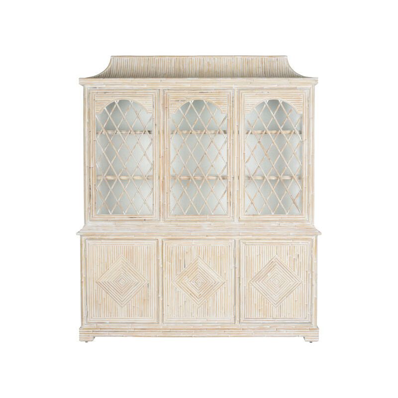 Lyford Cay Whitewashed Bamboo Breakfront - LOOMLAN - Chelsea House - Bookcases