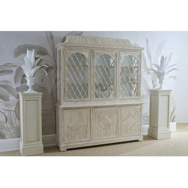 Lyford Cay Whitewashed Bamboo Breakfront - LOOMLAN - Chelsea House - Bookcases