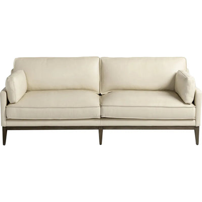 Mackenzie Sofa Astoria Cream Leather Wood Legs - LOOMLAN - SUNPAN - Sofas & Loveseats