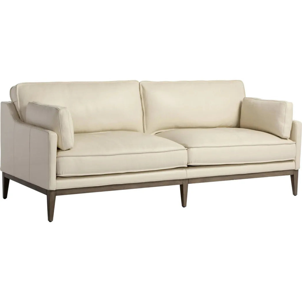 Mackenzie Sofa Astoria Cream Leather Wood Legs - LOOMLAN - SUNPAN - Sofas & Loveseats