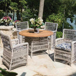 Mackinac Teak & Wicker Round TeakUmbrella Dining Table - LOOMLAN - Lloyd Flanders - Outdoor Dining Tables