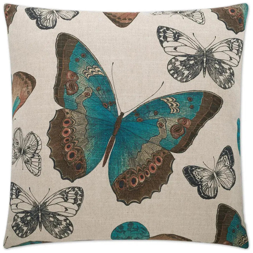 Madame Butterfly Turquoise Throw Pillow Insert - LOOMLAN - Throw Pillows