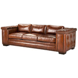 Maestro Large Size Low Profile Leather Couch Wide Arms