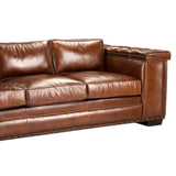 Maestro Large Size Low Profile Leather Couch Wide Arms