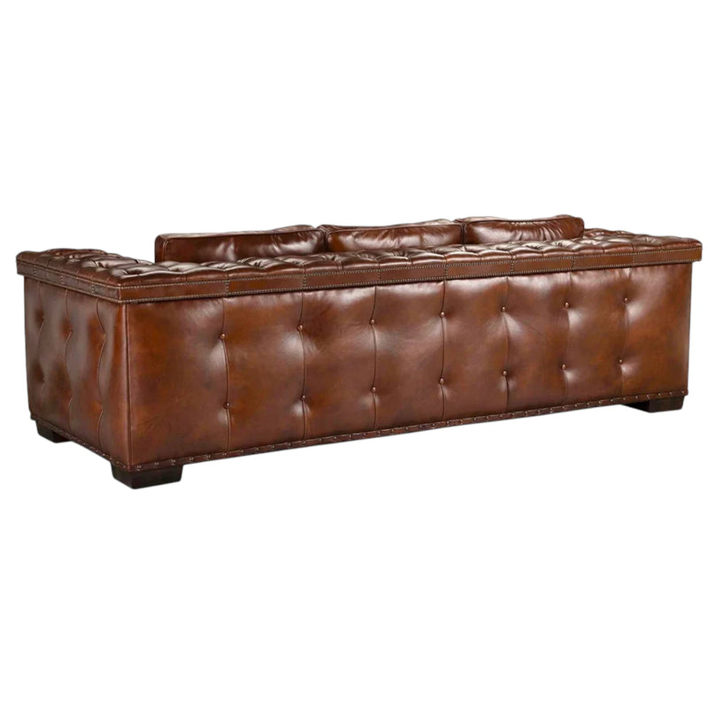 Maestro Large Size Low Profile Leather Couch Wide Arms