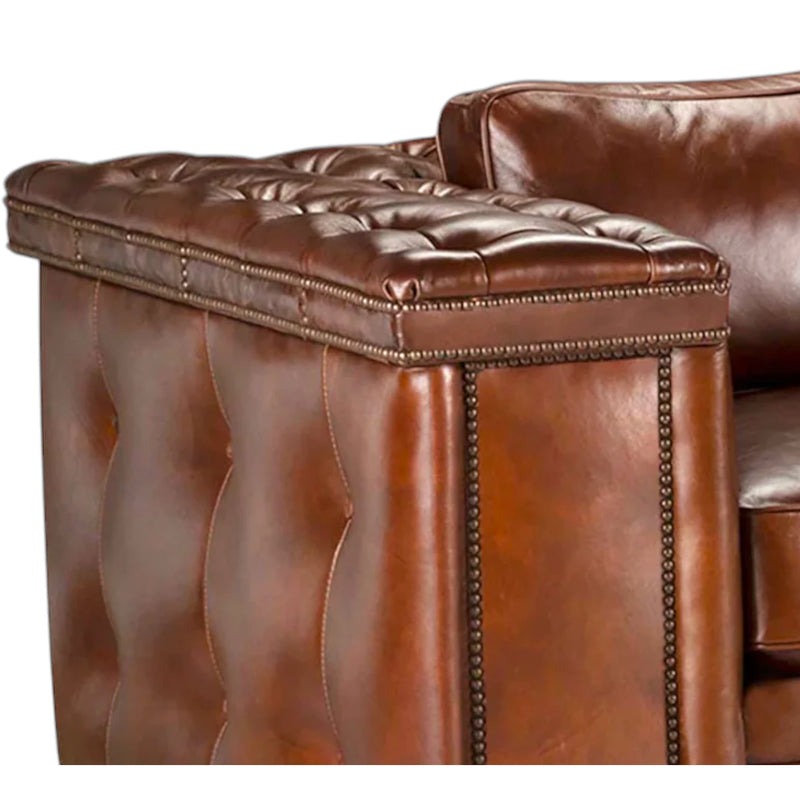 Maestro Large Size Low Profile Leather Couch Wide Arms