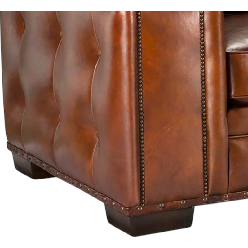 Maestro Large Size Low Profile Leather Couch Wide Arms