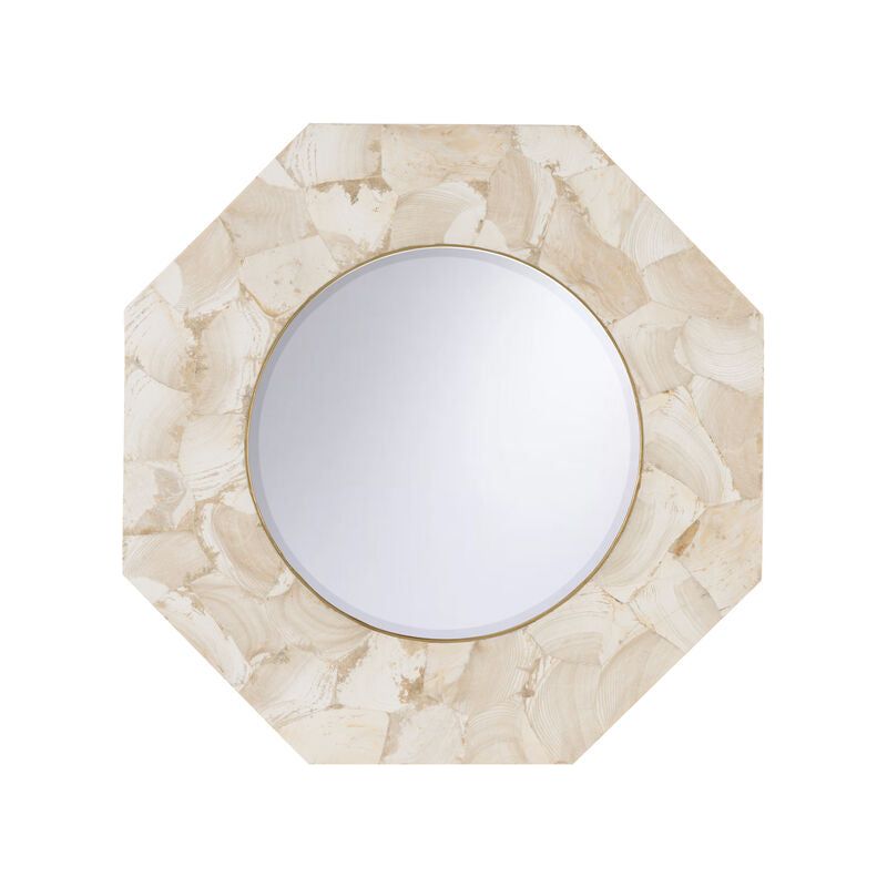 Malaya Fossilized Clam Shells Framed Wall Mirror - LOOMLAN - Chelsea House - Wall Mirrors