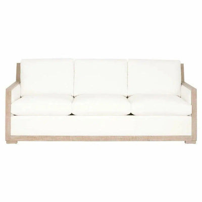 Manhattan 85" Wood Trim Sofa LiveSmart White - LOOMLAN - Essentials For Living - Sofas & Loveseats