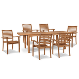 Manorhouse Teak Patio Rectangular Dining Set 7PC - LOOMLAN - HiTeak - Outdoor Dining Sets