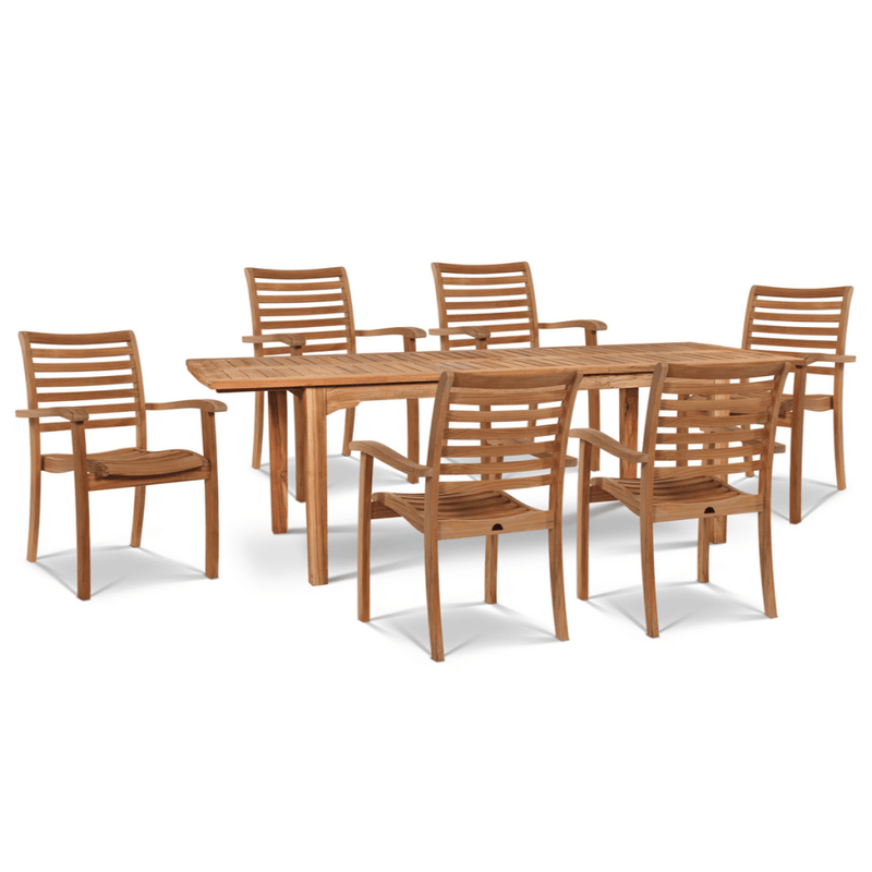 Manorhouse Teak Patio Rectangular Dining Set 7PC - LOOMLAN - HiTeak - Outdoor Dining Sets