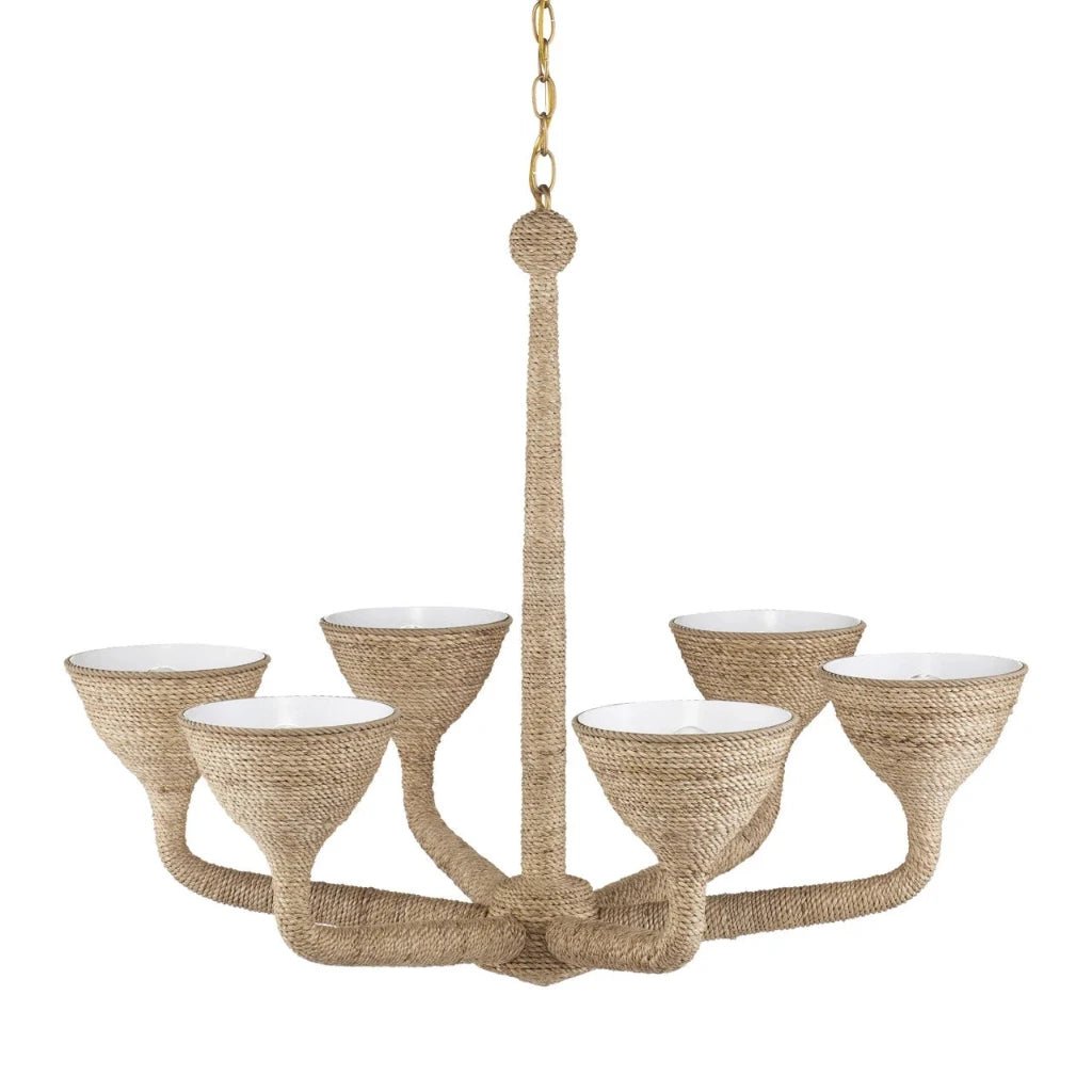 Marbella Abaca Rope Wrapped Chandelier - LOOMLAN - Currey & Co - Chandeliers