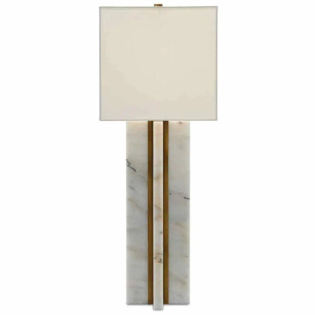 Marble Antique Brass Khalil Table Lamp - LOOMLAN - Currey & Co - Table Lamps