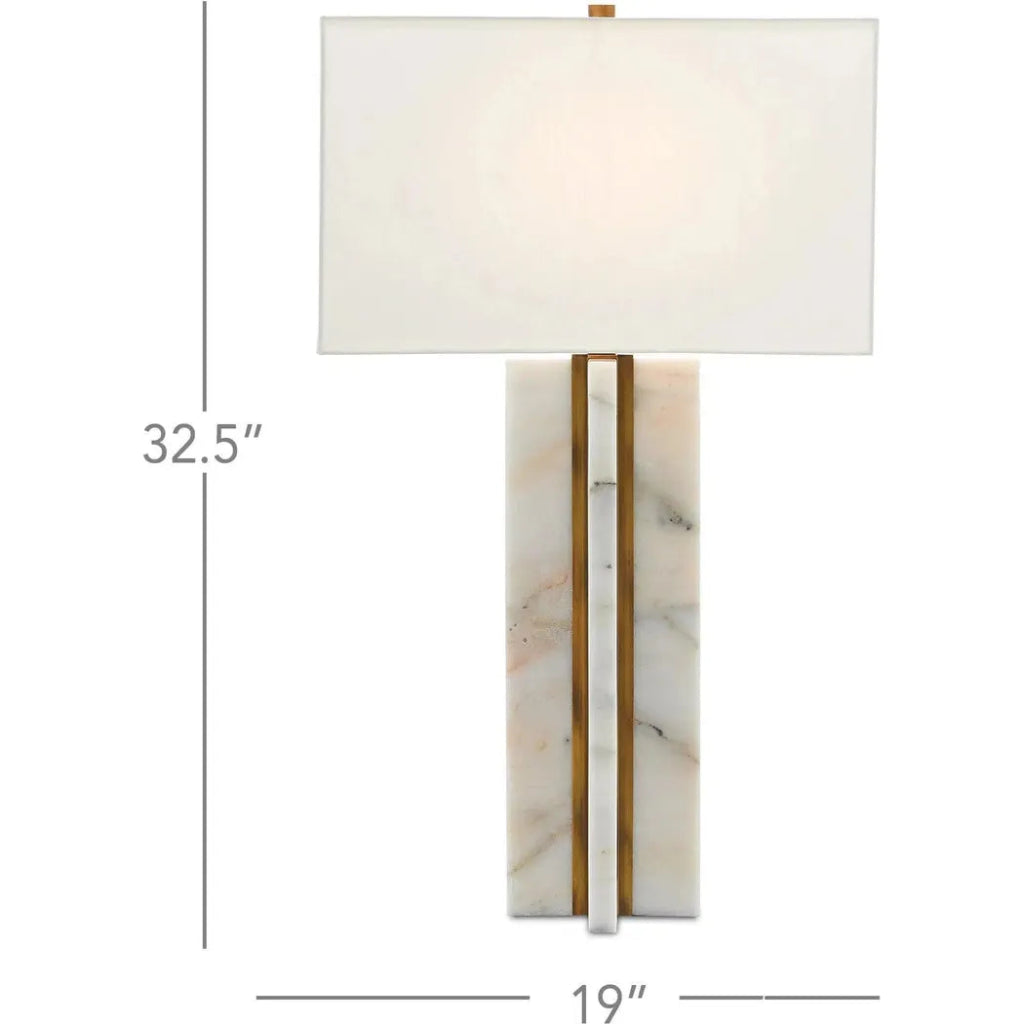 Marble Antique Brass Khalil Table Lamp - LOOMLAN - Currey & Co - Table Lamps