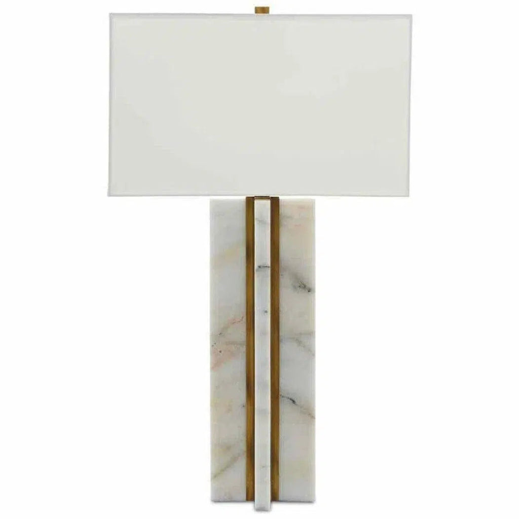 Marble Antique Brass Khalil Table Lamp - LOOMLAN - Currey & Co - Table Lamps