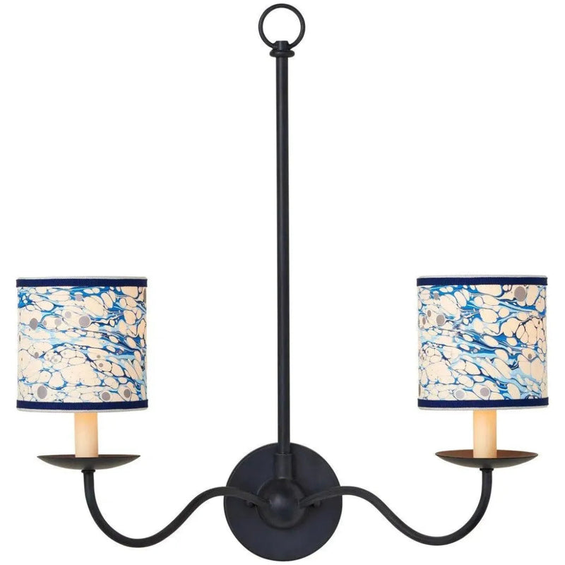 Marble Blue Lace Paper Drum Chandelier Shade - LOOMLAN - Currey & Co - Chandeliers
