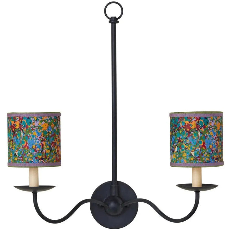 Marble Multi - Color Paper Drum Chandelier Shade - LOOMLAN - Currey & Co - Chandeliers