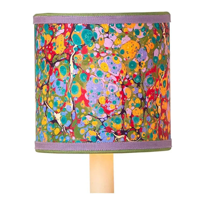Marble Multi - Color Paper Drum Chandelier Shade - LOOMLAN - Currey & Co - Chandeliers
